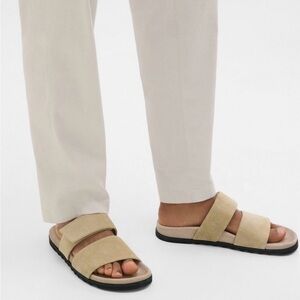Theory Men's Suede Double-Strap Sandals in Beige